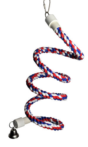 A & E Cages Rainbow Cotton Rope Boing with Bell Bird Toy