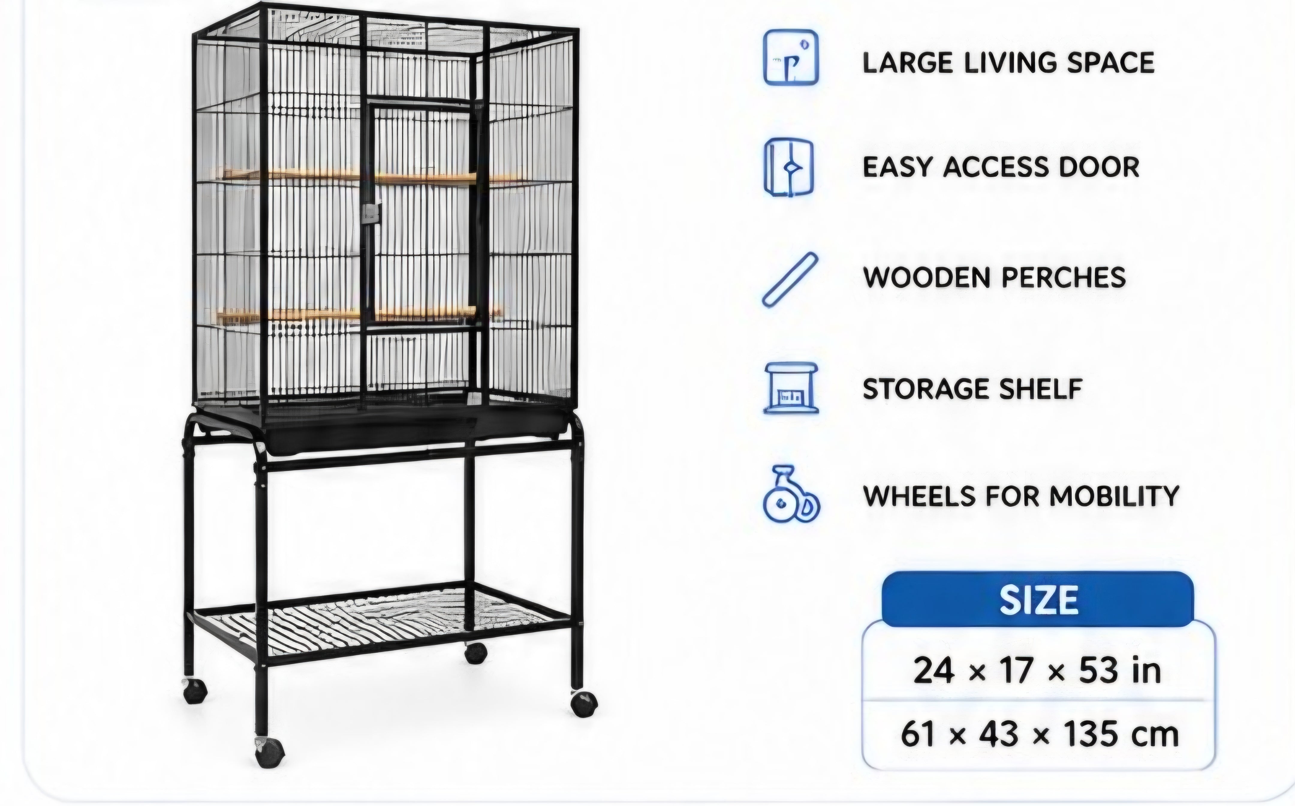 Deluxe Extra Wide Flight Cage With Stand