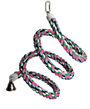 A & E Cages Rainbow Cotton Rope Boing with Bell Bird Toy